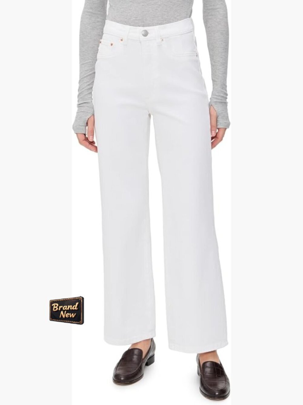 High Rise Wide Leg Jeans - Mid-Weight Stretch Denim - 27.5in Inseam